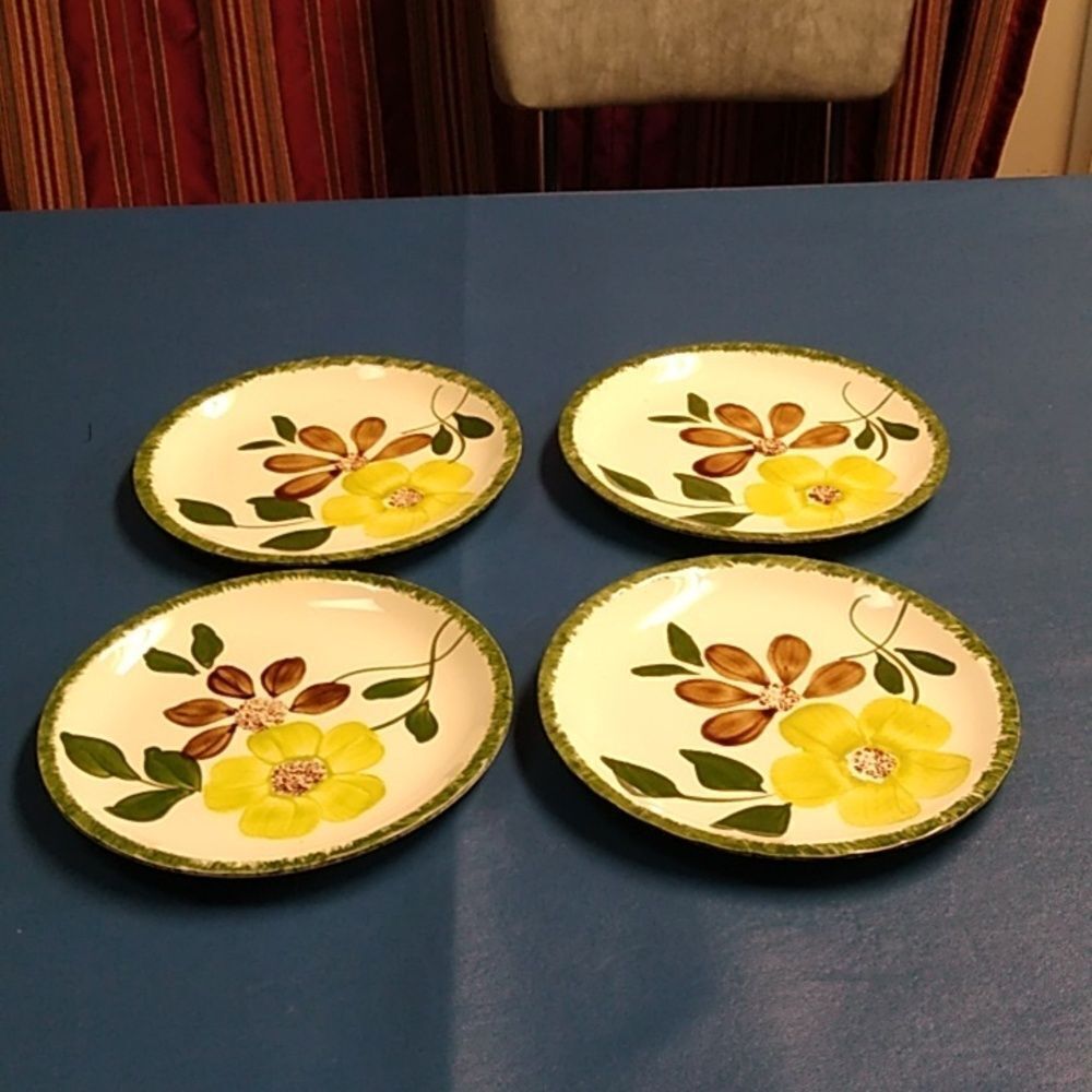 Vintage Green Briar Blue Ridge Southern Pottery Dessert Plates Cottagecore 4